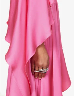 Alexander McQueen Asymmetric-hem Ruffle-trim Silk Midi Dress 13 Alexander McQueen Asymmetric-hem Ruffle-trim Silk Midi Dress -Reisi Clothing Shop R04153262 PSYCHEDELICPINK ALT04