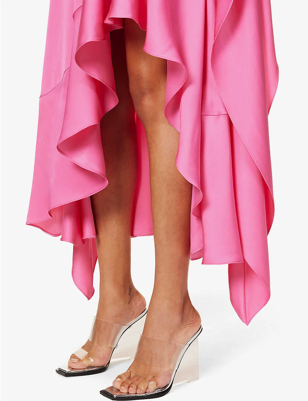 Alexander McQueen Asymmetric-hem Ruffle-trim Silk Midi Dress 9 Alexander McQueen Asymmetric-hem Ruffle-trim Silk Midi Dress - Image 7