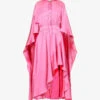 Alexander McQueen Asymmetric-hem Ruffle-trim Silk Midi Dress -Reisi Clothing Shop R04153262 PSYCHEDELICPINK M