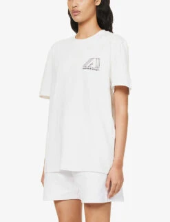 A Logo-print Relaxed-fit Cotton-jersey T-shirt -Reisi Clothing Shop R04153487 WHITE ALT02