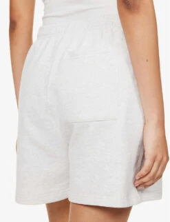 Brand-print High-rise Relaxed-fit Cotton-jersey Shorts -Reisi Clothing Shop R04153507 GREYMELANGE ALT04