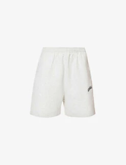 Brand-print High-rise Relaxed-fit Cotton-jersey Shorts