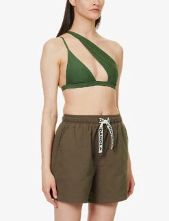 Branded High-rise Organic-cotton Shorts -Reisi Clothing Shop R04153615 CHOCOLATEBROWN ALT02