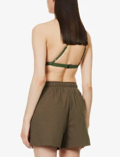 Branded High-rise Organic-cotton Shorts -Reisi Clothing Shop R04153615 CHOCOLATEBROWN ALT03