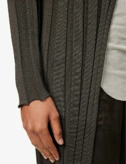 Shawl-collar Ribbed Knitted Cardigan -Reisi Clothing Shop R04153669 DARKWOOD ALT05