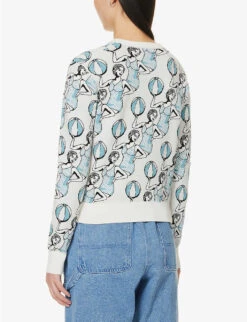 Graphic-print Scoop-neck Knitted Cardigan -Reisi Clothing Shop R04153709 MULTICODESIGN ALT03