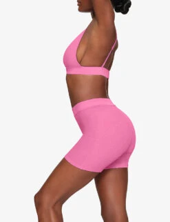 Ribbed Brand-patch Stretch-cotton Shorts -Reisi Clothing Shop R04153780 PINK ALT02