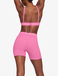 Ribbed Brand-patch Stretch-cotton Shorts -Reisi Clothing Shop R04153780 PINK ALT03