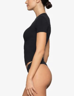 Vintage Round Neck Stretch-cotton Top -Reisi Clothing Shop R04153796 WASHEDONYX ALT02