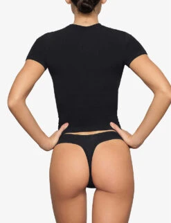 Vintage Round Neck Stretch-cotton Top -Reisi Clothing Shop R04153796 WASHEDONYX ALT03