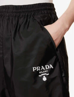 Prada Re-Nylon Brand-print Recycled-polyamide Shell Shorts -Reisi Clothing Shop R04154505 NERO ALT04