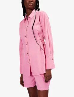 Whistles Lola Drawstring-waist Woven Shorts -Reisi Clothing Shop R04154605 PINK ALT04