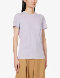 Vince Essential Round-neck Cotton-jersey T-shirt -Reisi Clothing Shop R04154648 WISTERIA ALT02