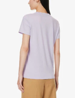 Vince Essential Round-neck Cotton-jersey T-shirt -Reisi Clothing Shop R04154648 WISTERIA ALT03
