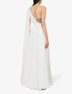 Alexander McQueen Embellished-bodice Flared-hem Slim-fit Silk Gown -Reisi Clothing Shop R04154714 SILKWHITE ALT03