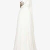 Alexander McQueen Embellished-bodice Flared-hem Slim-fit Silk Gown -Reisi Clothing Shop R04154714 SILKWHITE M