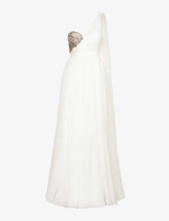 Alexander McQueen Embellished-bodice Flared-hem Slim-fit Silk Gown