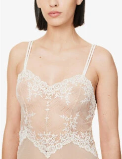 Wacoal Embrace Lace V-neck Stretch-lace Chemise -Reisi Clothing Shop R04155484 NATURALLYNUDEIVORY ALT04