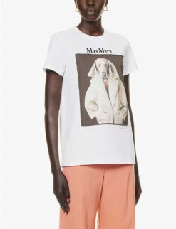 Max Mara Valido Graphic-print Cotton-jersey T-shirt -Reisi Clothing Shop R04156243 WHITE ALT02