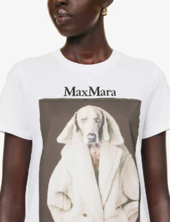 Max Mara Valido Graphic-print Cotton-jersey T-shirt -Reisi Clothing Shop R04156243 WHITE ALT04