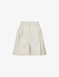 Max Mara Bormida Pleated Stretch-wool Shorts