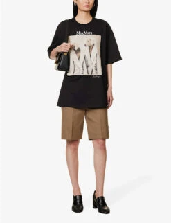 Max Mara Tacco Graphic-print Cotton-jersey T-shirt -Reisi Clothing Shop R04156258 BLACK ALT01