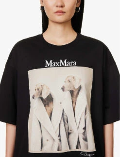 Max Mara Tacco Graphic-print Cotton-jersey T-shirt -Reisi Clothing Shop R04156258 BLACK ALT04