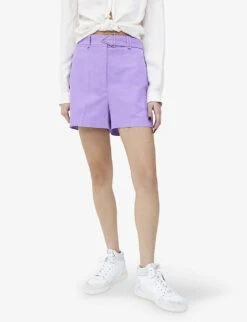 Ikks Triangle-buckle Stretch Cotton-blend Shorts -Reisi Clothing Shop R04156347 LILAC ALT02