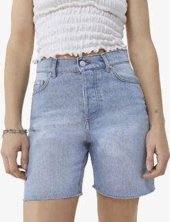 Ikks Raw-hem High-rise Denim Shorts -Reisi Clothing Shop R04156348 BLUEGREY ALT02