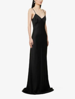 Selce V-neck Woven Maxi Dress -Reisi Clothing Shop R04156404 BLACK ALT02