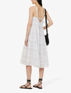 Checked Linen And Cotton-blend Midi Dress -Reisi Clothing Shop R04156416 PLAYASIERNAPLAID ALT01