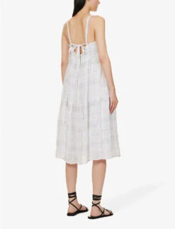 Checked Linen And Cotton-blend Midi Dress -Reisi Clothing Shop R04156416 PLAYASIERNAPLAID ALT03
