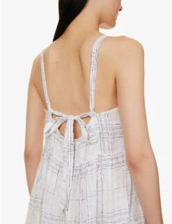 Checked Linen And Cotton-blend Midi Dress -Reisi Clothing Shop R04156416 PLAYASIERNAPLAID ALT04