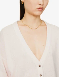 V-neck Cropped Organic Cashmere-knitted Cardigan -Reisi Clothing Shop R04156844 LIGHTPINK ALT04