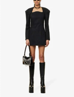 Pinstripe Square-neck Stretch-cotton Mini Dress -Reisi Clothing Shop R04156851 PINSTRIPE ALT01