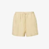 Mid-rise Elasticated-waistband Linen Shorts -Reisi Clothing Shop R04157396 BEIGE M