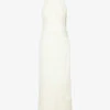 Halterneck Open-back Organic-linen Knitted Maxi Dress -Reisi Clothing Shop R04157408 WHITE M