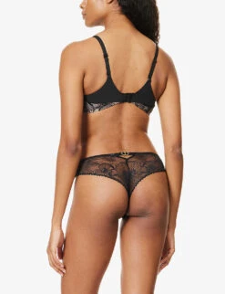 Chantelle Orchids Sweetheart-neckline Stretch-woven Bra -Reisi Clothing Shop R04157678 BLACK ALT02