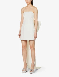 ROTATE Birger Christensen Bow-embellished Recycled-polyester Mini Dress -Reisi Clothing Shop R04157906 EGRET ALT02