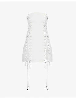 Lace-up Stretch-woven Blend Mini Dress