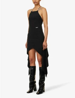 Samiel Chain-embellished Stretch-woven Mini Dress -Reisi Clothing Shop R04158016 BLACK ALT02