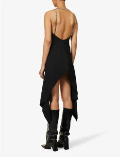 Samiel Chain-embellished Stretch-woven Mini Dress -Reisi Clothing Shop R04158016 BLACK ALT03