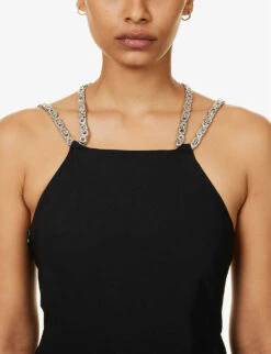 Samiel Chain-embellished Stretch-woven Mini Dress -Reisi Clothing Shop R04158016 BLACK ALT04