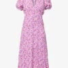 Faithfull The Brand Bellavista Puff-sleeves Floral-print Rayon Midi Dress -Reisi Clothing Shop R04158851 LOUFLORALPRINTVIOLET M