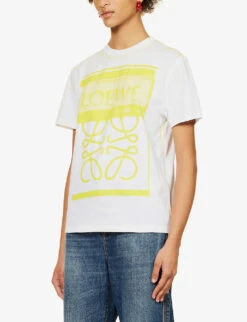 Loewe Anagram Graphic-print Regular-fit Cotton-jersey T-shirt -Reisi Clothing Shop R04159264 WHITEYELLOW ALT02