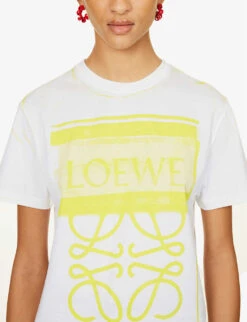 Loewe Anagram Graphic-print Regular-fit Cotton-jersey T-shirt -Reisi Clothing Shop R04159264 WHITEYELLOW ALT04