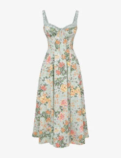 New Release 3 Sabrina Floral-print Cotton-blend Midi Dress
