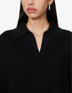 Bottega Veneta Relaxed-fit V-neck Wool Knitted Jumper -Reisi Clothing Shop R04159943 BLACK ALT05
