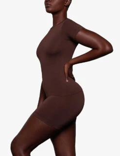 Smoothing Slim-fit Stretch-woven T-shirt -Reisi Clothing Shop R04160618 COCOA ALT02