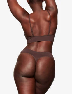 Smoothing Mid-rise Stretch-woven Thong -Reisi Clothing Shop R04160626 COCOA ALT03